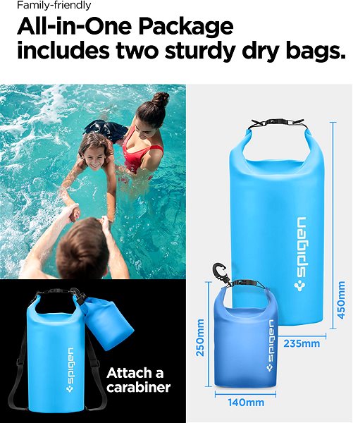 Handyhülle Spigen Aqua Shield WaterProof Dry Bag 20L + 2L A630 Sea Blue ...