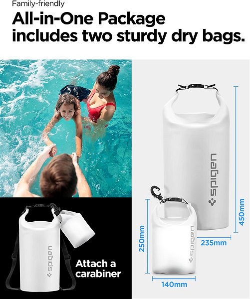Mobiltelefon tok Spigen Aqua Shield WaterProof Dry Bag 20L + 2L A630 Snow White ...