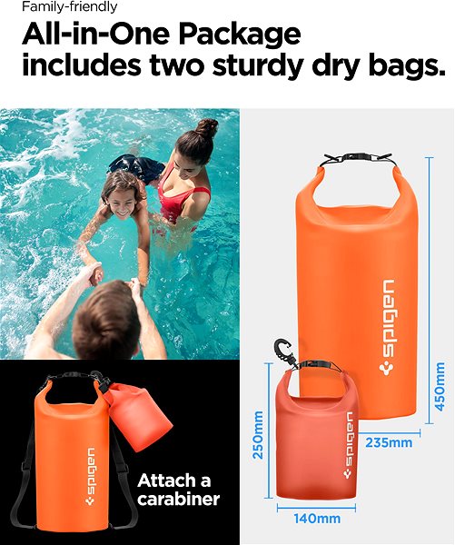 Mobiltelefon tok Spigen Aqua Shield WaterProof Dry Bag 20L + 2L A630 Sunset Orange ...