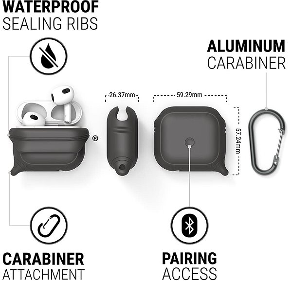 Kopfhörer-Hülle Catalyst Influence Case black Apple AirPods 2021 Technische Zeichnung