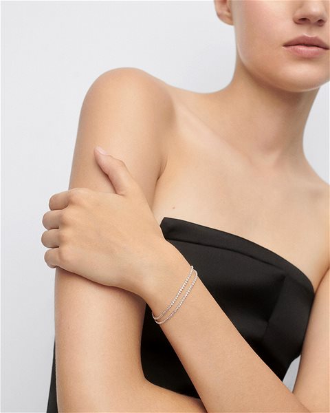 PDPAOLA Double Sparkle Silver Bracelet PU02-802-U (Ag 925/1000, 4.2g).