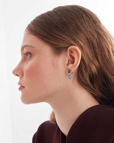 VICTORIA CRUZ Borea Aquamarine earrings (Ag925/1000, 2.5g).