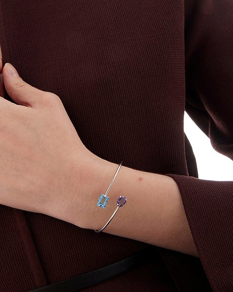 VICTORIA CRUZ Borea Silver Bracelet (Ag925/1000, 2.5g) .