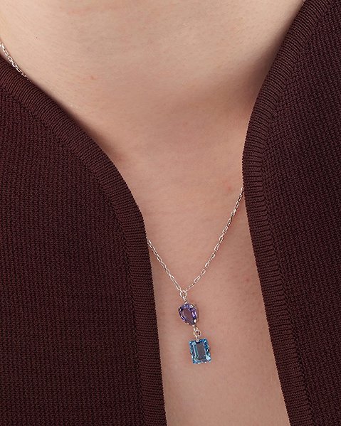 VICTORIA CRUZ Borea Silver Necklace (Ag925/1000, 3.6g).