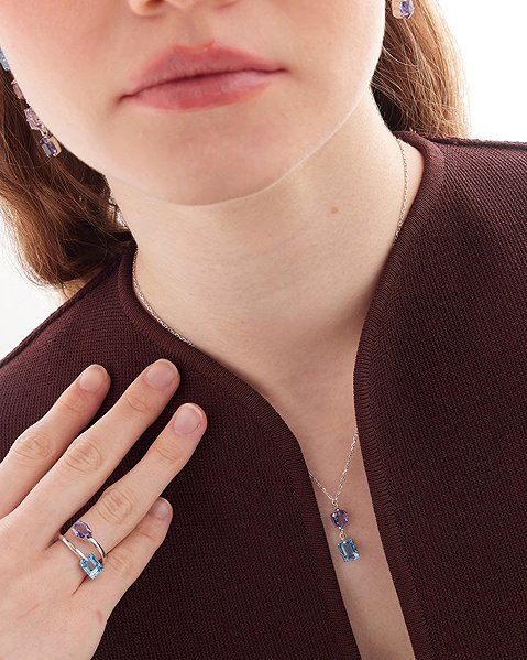 VICTORIA CRUZ Borea Silver Necklace (Ag925/1000, 3.6g).