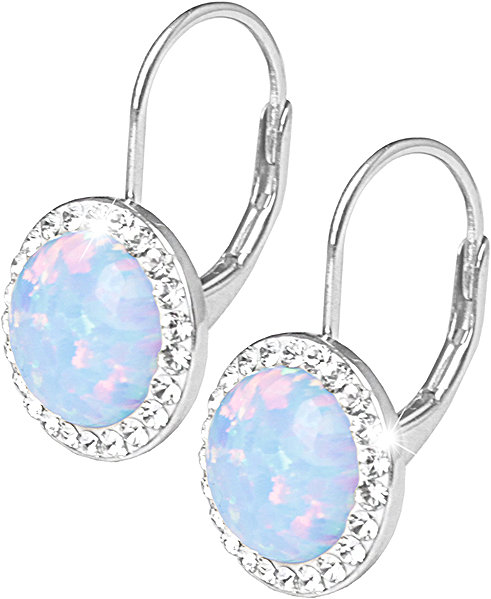 JSB Bijoux Earrings with Opals and Swarovski Crystals Light Blue 92400025l-bl (Ag925/1000, 2.1g).