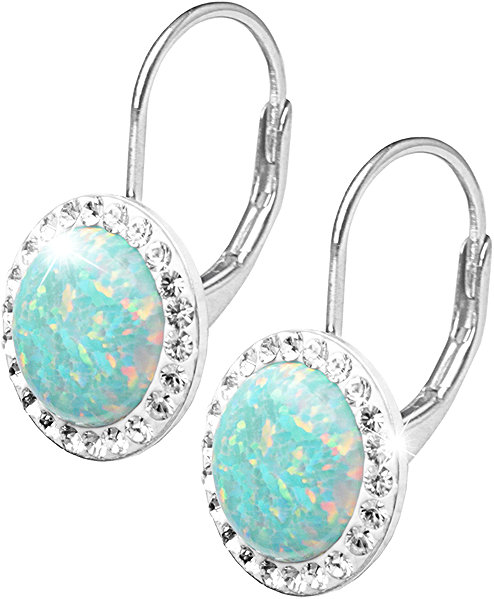 JSB Bijoux Opals with Swarovski Crystal Stones Pastel Mint Green 92400025mint (Ag925/1000, 2.1g) earrings.