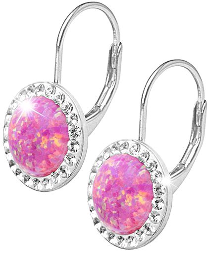 JSB Bijoux Opals with Swarovski Light Fuchsia crystal stones 92400025l-fu (Ag925/1000, 2.1 g) earrings.