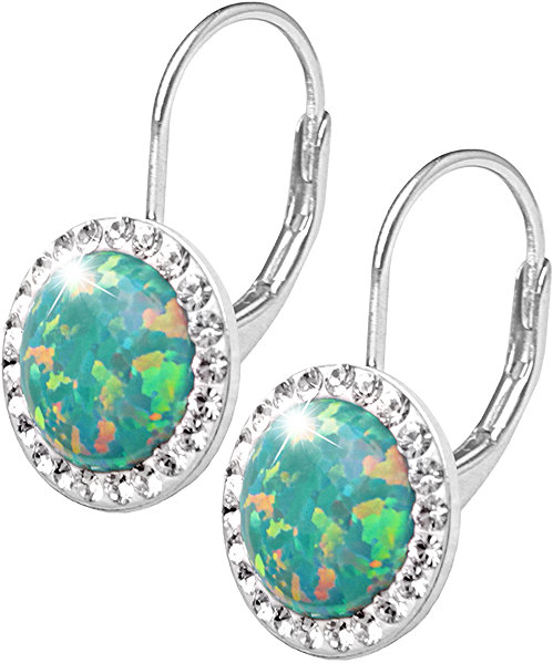 JSB Bijoux Opals with Swarovski Crystal Stones Mix Green 92400025mixgr (Ag925/1000, 2.1g) earrings.