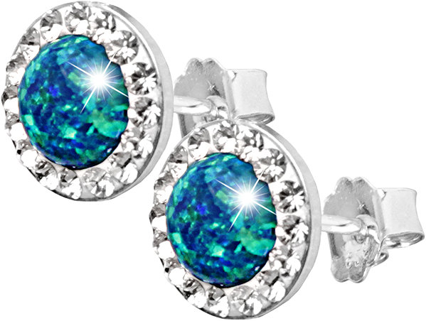 JSB Bijoux Opal earrings with Swarovski crystal stones Pas 92400040pas (Ag925/1000, 1.4g).