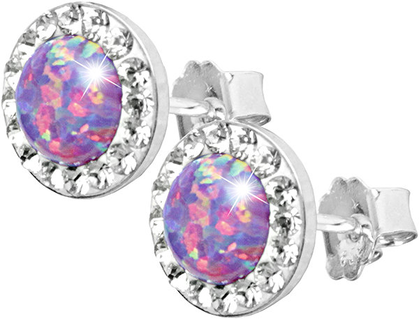 JSB Bijoux Opal earrings with Swarovski Violet crystal stones 92400040vio (Ag925/1000, 1.4g).
