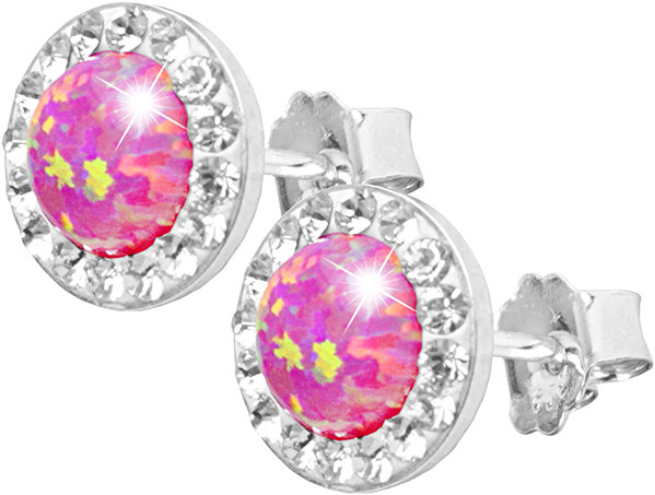 JSB Bijoux Opal earrings with Swarovski Light Fuchsia crystal stones 92400040l-fu (Ag925/1000, 1.4g).
