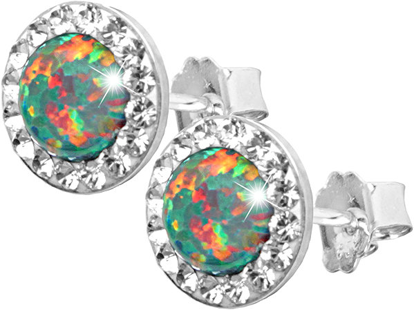 JSB Bijoux Opal earrings with Swarovski Mix Green crystals 92400040mixgr (Ag925/1000, 1.4g).