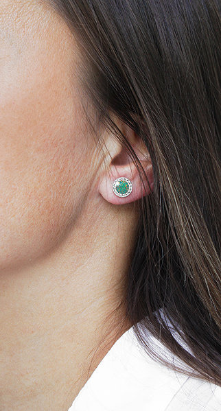 JSB Bijoux Opal earrings with Swarovski Mix Green crystals 92400040mixgr (Ag925/1000, 1.4g).