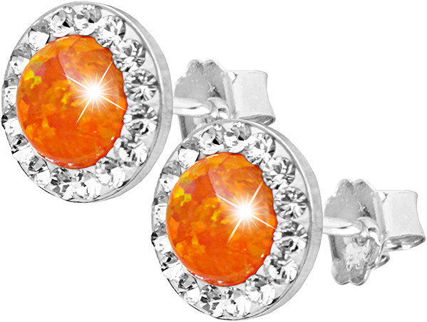 JSB Bijoux Opal earrings with Swarovski crystal stones Orange 92400040oran (Ag925/1000, 1.4g).