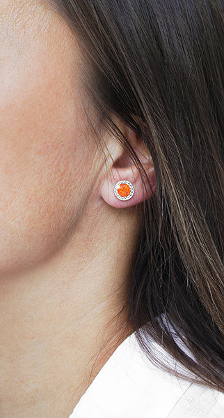 JSB Bijoux Opal earrings with Swarovski crystal stones Orange 92400040oran (Ag925/1000, 1.4g).
