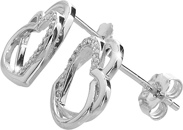 JSB Bijoux Two Intertwined Hearts earrings decorated with Crystal Cubic Zirconia 92400522cr (Ag925/1000, 1.84g).