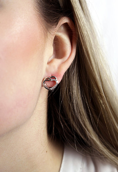 JSB Bijoux Two Intertwined Hearts earrings decorated with Crystal Cubic Zirconia 92400522cr (Ag925/1000, 1.84g).