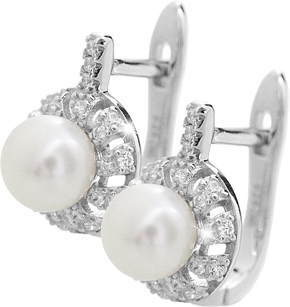 JSB Bijoux River pearl with cubic zirconia Crystal 92400576cr (Ag925/1000, 3.56g) earrings.
