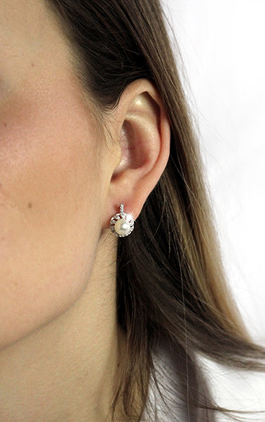 JSB Bijoux River pearl with cubic zirconia Crystal 92400576cr (Ag925/1000, 3.56g) earrings.