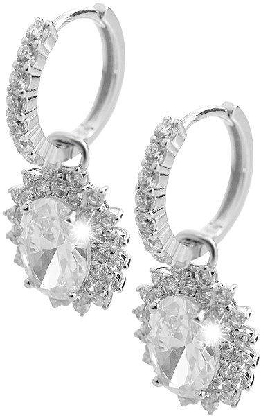 JSB Bijoux Large decorated oval Cubic Zirconia Crystal earrings 92400592cr (Ag925/1000, 5.64 g).