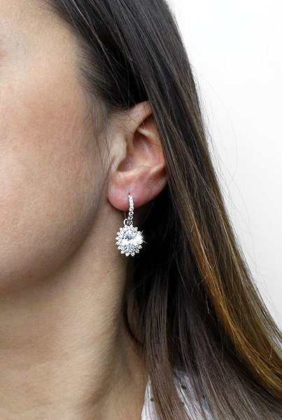 JSB Bijoux Large decorated oval Cubic Zirconia Crystal earrings 92400592cr (Ag925/1000, 5.64 g).
