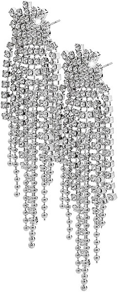 JSB Bijoux Mix of rhinestones and a ball chain earrings decorated with Swarovski Crystal stones 61410150cr.