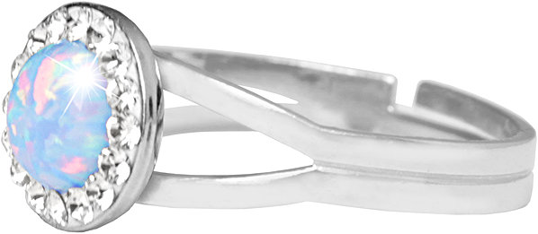 JSB Bijoux Opal Ring with Swarovski Crystals Light Blue 92700040l-bl (Ag925/1000, 2.08g).