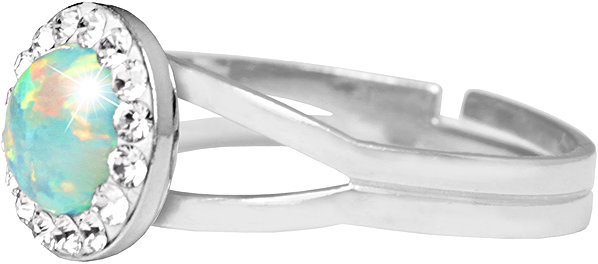 JSB Bijoux ring with Opal and Swarovski Crystals Pastel Mint Green 92700040mint (Ag925/1000, 2.08g).