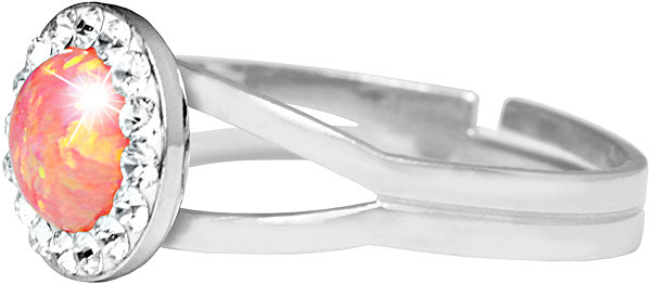 JSB Bijoux Opal Ring with Swarovski Peach Pastel Crystal Stones 92700040pea (Ag925/1000, 2.08 g).