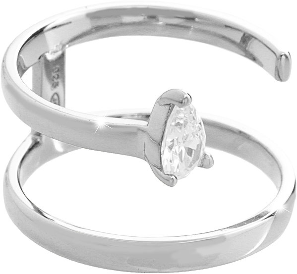 JSB Bijoux Double ring with a teardrop-shaped Cubic Zirconia Crystal 92700527cr (Ag925/1000, 3.63g).