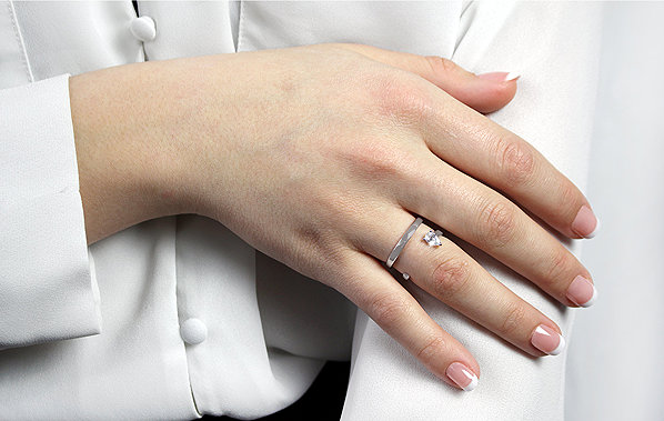 JSB Bijoux Double ring with a teardrop-shaped Cubic Zirconia Crystal 92700527cr (Ag925/1000, 3.63g).