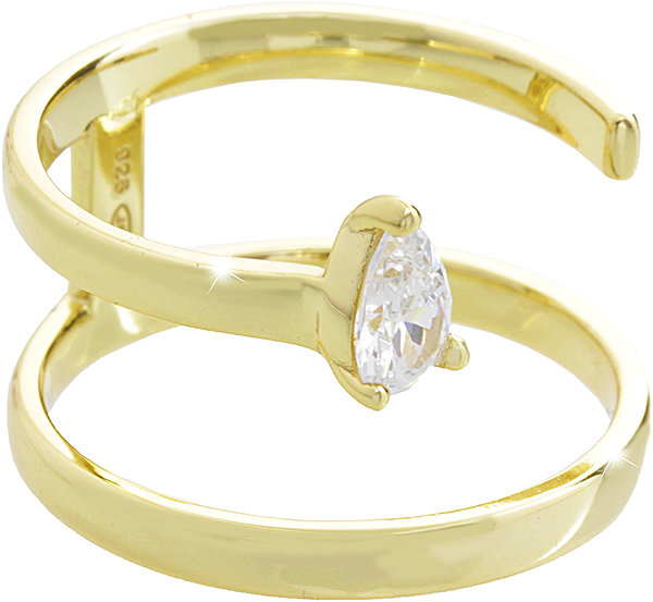 JSB Bijoux Double Teardrop Cubic Zirconia Ring Gold-Plated Crystal 92700527g-cr (Ag925/1000, 3, .