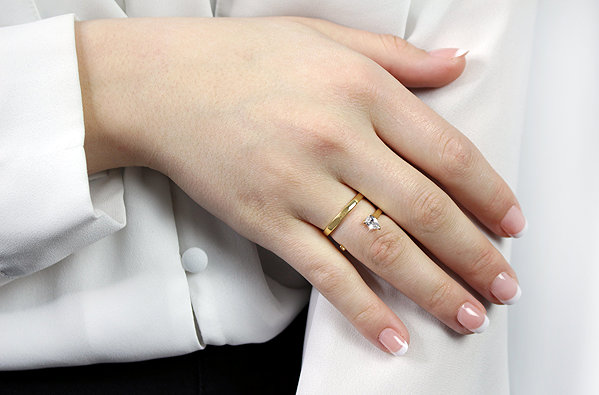 JSB Bijoux Double Teardrop Cubic Zirconia Ring Gold-Plated Crystal 92700527g-cr (Ag925/1000, 3, .