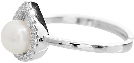 JSB Bijoux ring, drop with river pearl and cubic zirconia surround, crystal 92700577cr (Ag925/1000, 2.54g).