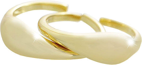 JSB Bijoux Double Irregular Shape Gold-Plated Ring 92700584g (Ag925/1000, 5.08 g).