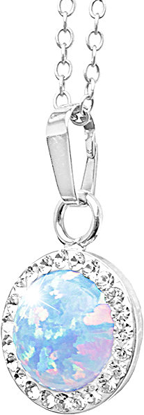 JSB Bijoux Opal Necklace with Swarovski Light Blue Crystal Stones 92300025l-bl (Ag925/1000, 2.1g).