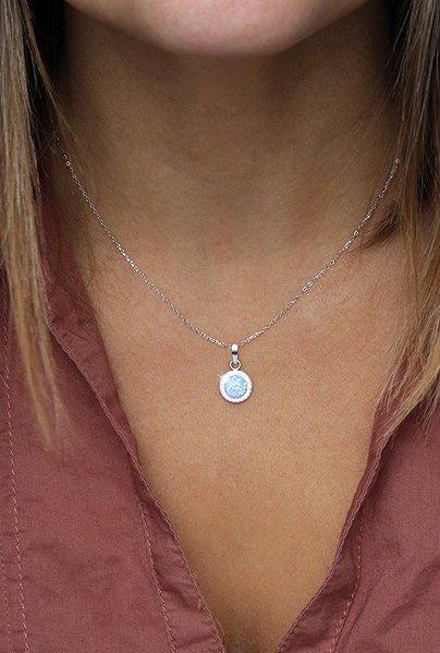 JSB Bijoux Opal Necklace with Swarovski Light Blue Crystal Stones 92300025l-bl (Ag925/1000, 2.1g).