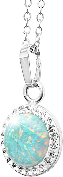 JSB Bijoux Opal Necklace with Swarovski Crystals Pastel Mint Green 92300025mint (Ag925/1000, 2.1g).