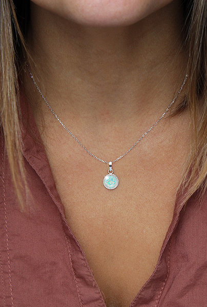 JSB Bijoux Opal Necklace with Swarovski Crystals Pastel Mint Green 92300025mint (Ag925/1000, 2.1g).