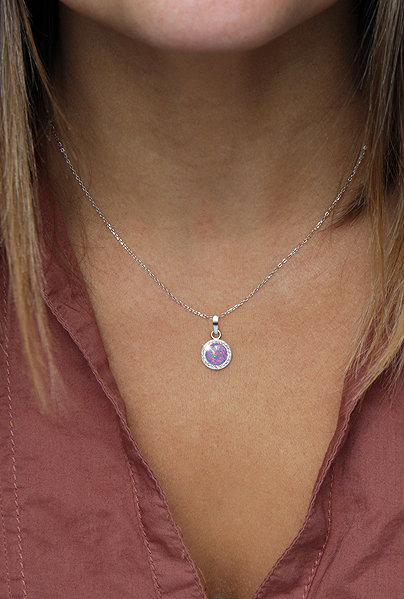 JSB Bijoux Opal Necklace with Swarovski Crystals Violet 92300025vio (Ag925/1000, 2.1g).