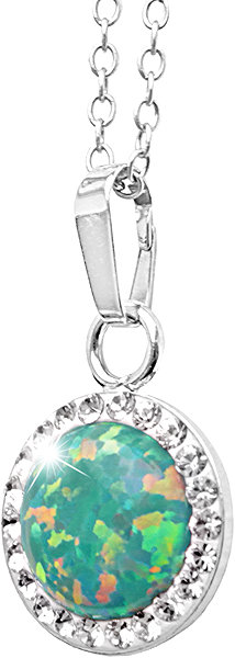 JSB Bijoux Opal Necklace with Swarovski Crystals Mix Green 92300025mixgr (Ag925/1000, 2.1g).