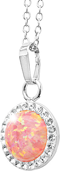 JSB Bijoux Opal Necklace with Swarovski Crystal Stones Peach Pastel 92300025pea (Ag925/1000, 2.1g).
