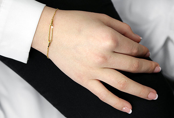 JSB Bijoux Bracelet Interconnected Ovals Gold-Plated 92500521g (Ag925/1000, 2.46 g).
