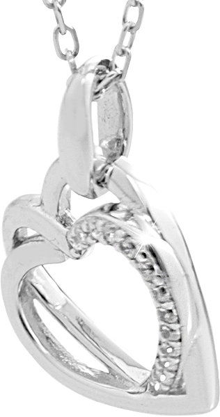 JSB Bijoux Two Intertwined Hearts Necklace with Cubic Zirconia Crystal 92300522cr (Ag925/1000, 2.65g) .