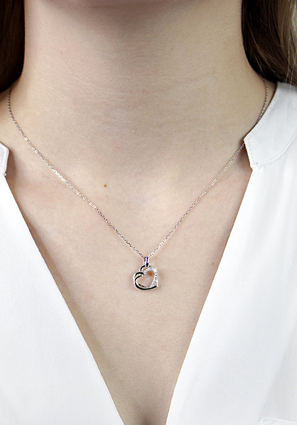 JSB Bijoux Two Intertwined Hearts Necklace with Cubic Zirconia Crystal 92300522cr (Ag925/1000, 2.65g) .