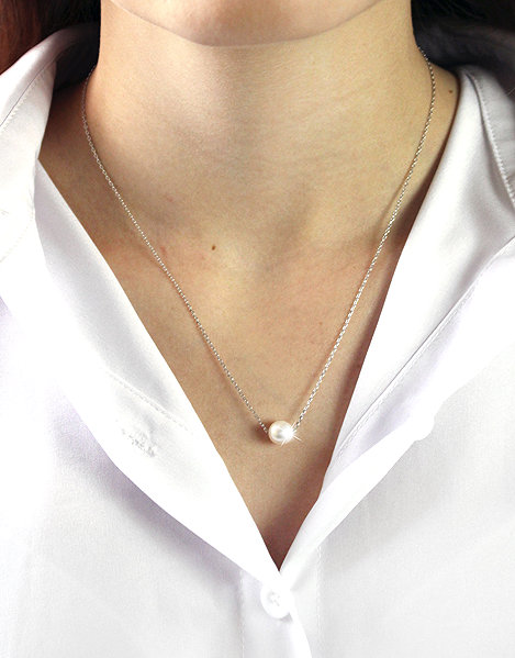 JSB Bijoux Necklace Single 8mm Diameter Freshwater Pearl White 92300542wh (Ag925/1000, 2g).