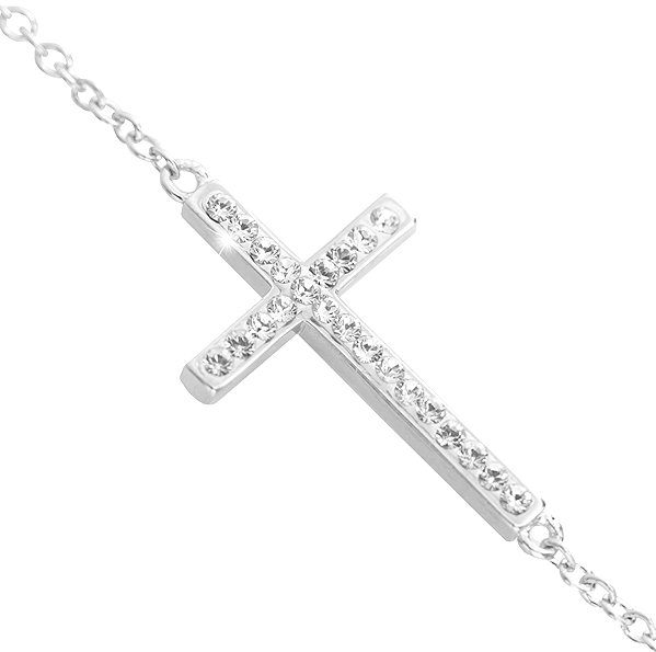 JSB Bijoux Silver Bracelet Cross with Swarovski Crystal Stones 92500558cr (Ag925/1000).