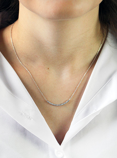 JSB Bijoux Necklace Curved Line with Swarovski Crystal Stones 92300572cr (Ag925/1000, 1.84 g).