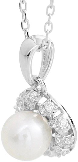 JSB Bijoux River Pearl with Cubic Zirconia Border Crystal 92300576cr (Ag925/1000, 2.43g) Necklace.